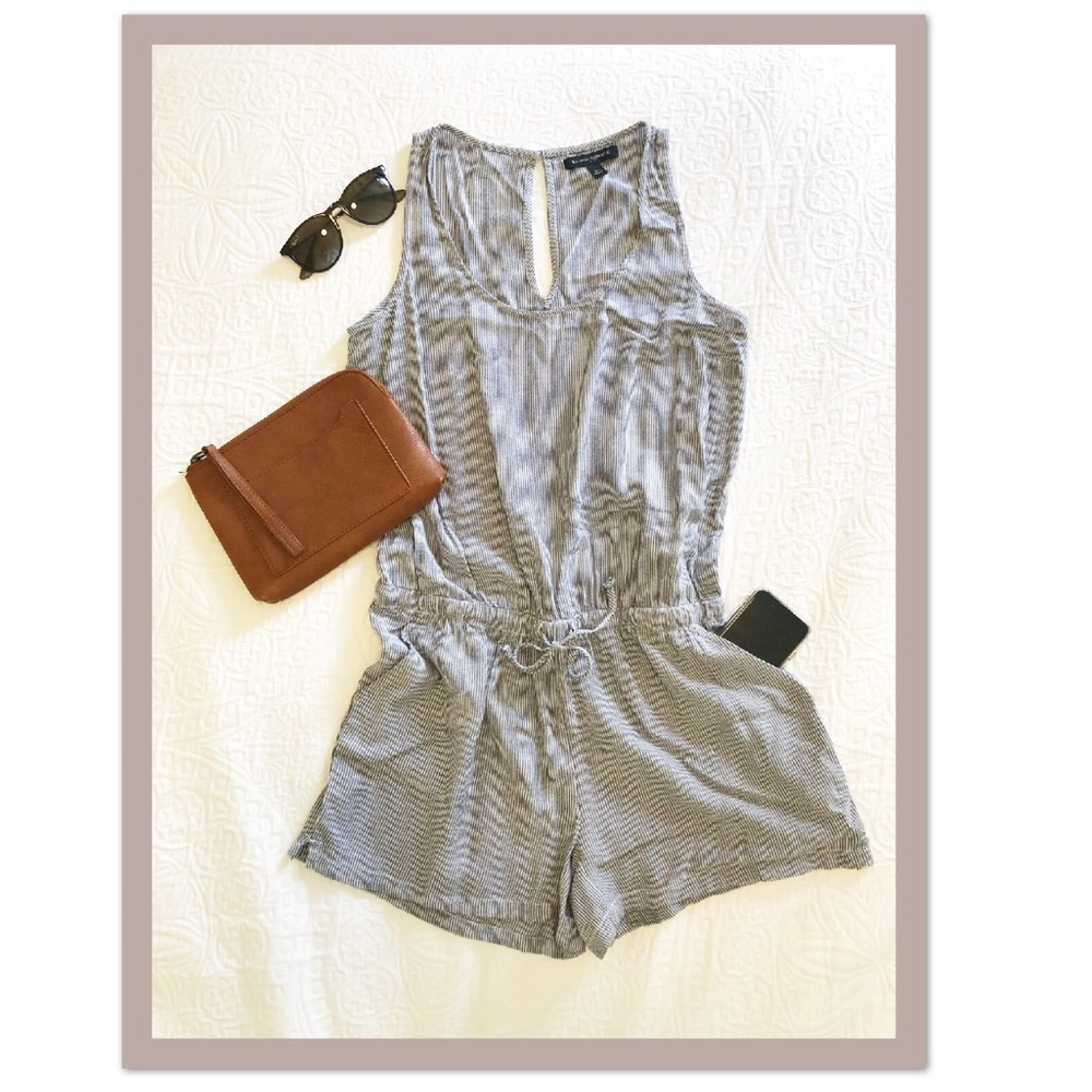 Banana Republic Chambray Striped Romper, Size XS